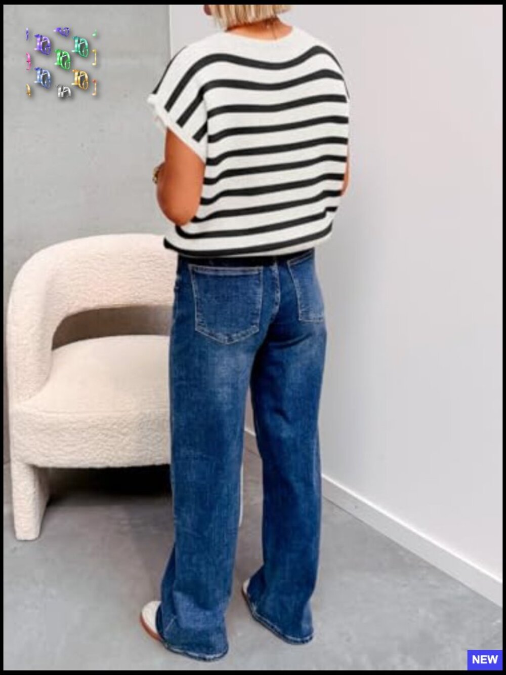 Striped Cap Sleeve Sweater Vest Crew Neck Button Down Cardigan Cute Knit Tops - Picture 5 of 7